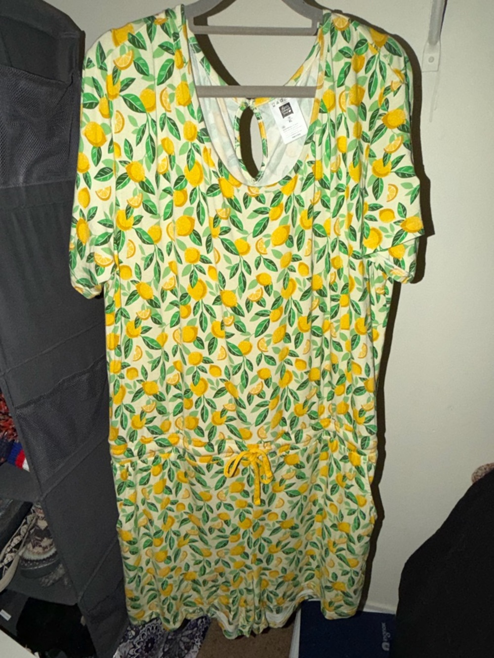 Lemon Print Drawstring Waist Summer romper- Yellow & Green